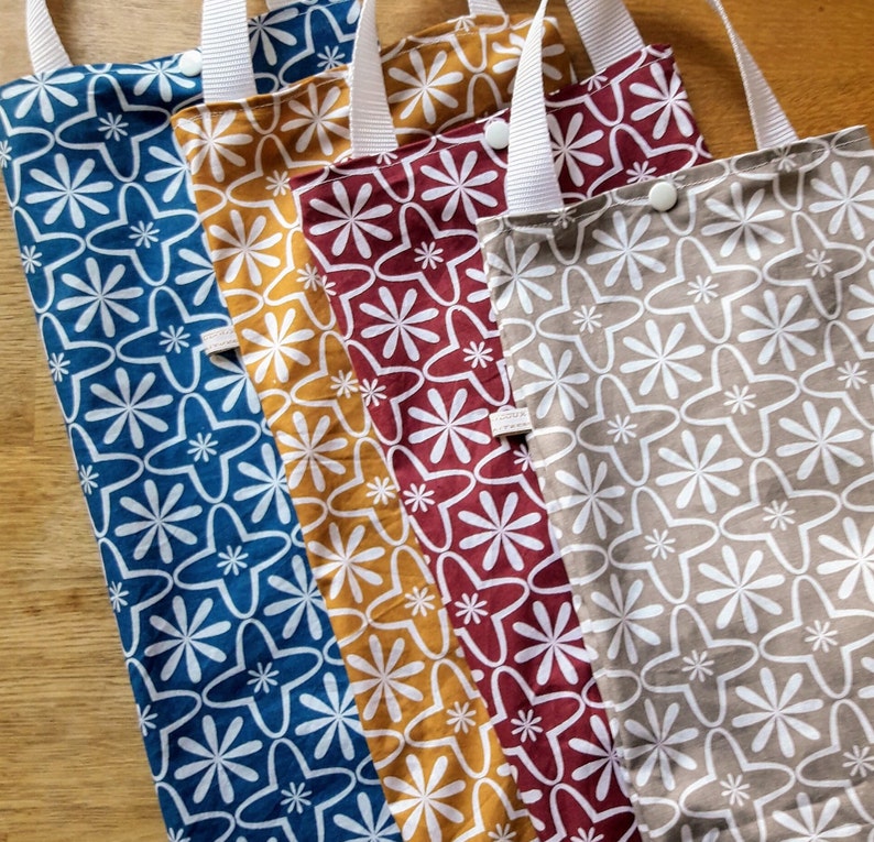 Bread & Baguette Bag, Vintage Cotton Cement Tiles, Handmade in France