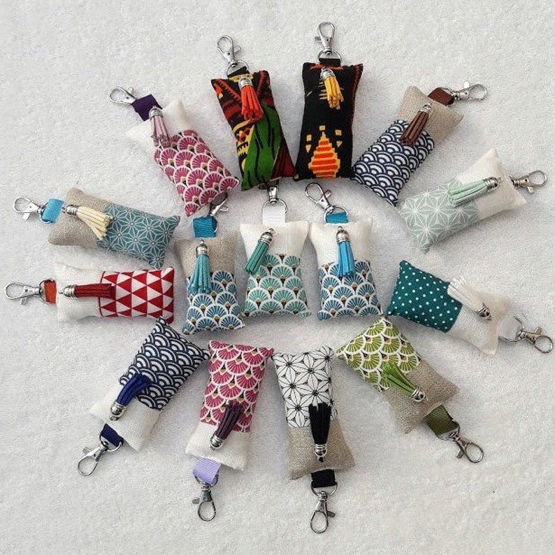 Art Deco CoralGold and White Lin Fabric Key Holder Bag Jewel Custom Handmade in France