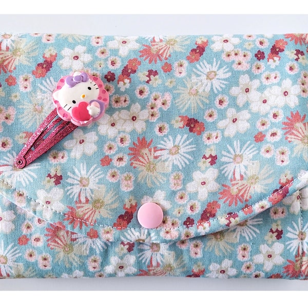 Pochette à Barrettes & Chouchous, Tissu  Liberty Menthe, Fait Main en France Personnalisé