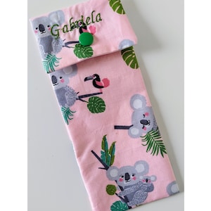 Étui à Brosse à Dents Enfant - Tissu Imperméable Motif Koala - Fait Main en France