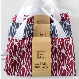 Sac à Pain & Baguette - Tissu Coton Bordeaux ou Gris - Fait Main en France