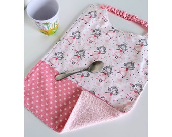 Serviette de Table Enfant à Elastique, Motif Princesse, Fait Main en France Personnalisé