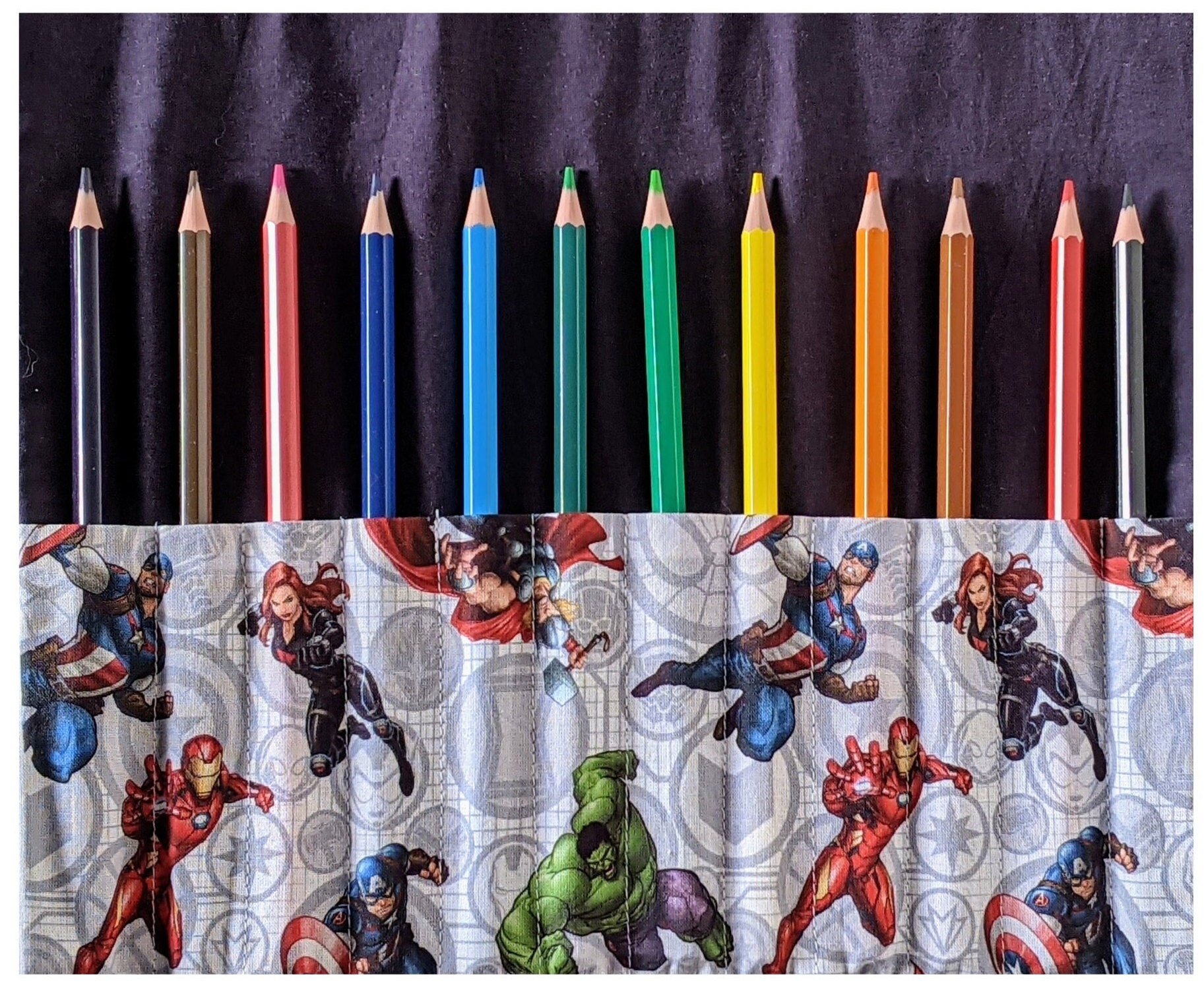 Pencil Case and Rolling Pens, Avengers Pattern, Personalized Gift Handmade  in France -  Finland