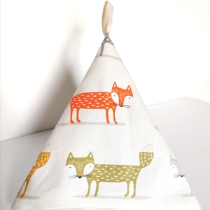Fox Pattern Fabric Doorstop for Children&#39;s Room - Handmade Gift in France
