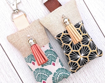 Cotton & Linen Fabric Charm Keychain - Handmade in France