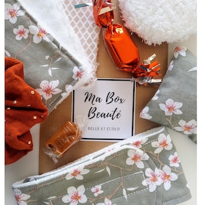 Estuche de belleza personalizado para mujer - Tela de flor de almendro - Hecho a mano en Francia