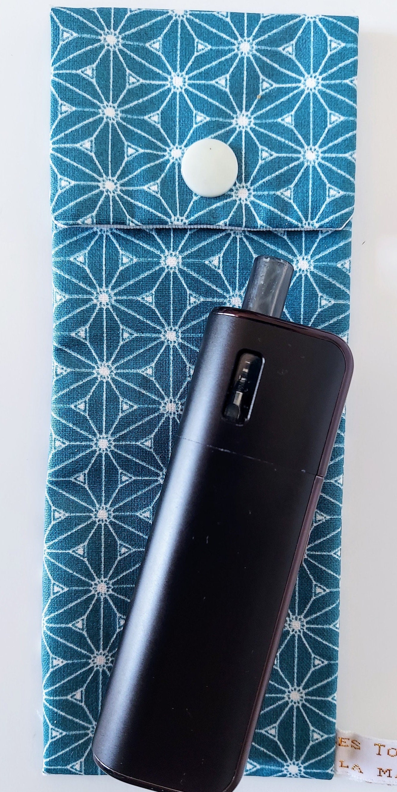 Waterproof Electronic Cigarette Case With Japanese Fuji Pattern in Petrol  Blue & Mustard