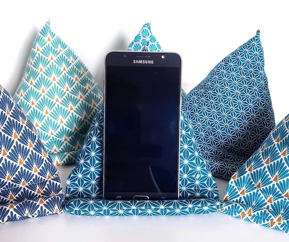 Coussin Support de Téléphone Portable, Tablette & Liseuse en Tissus Japonais