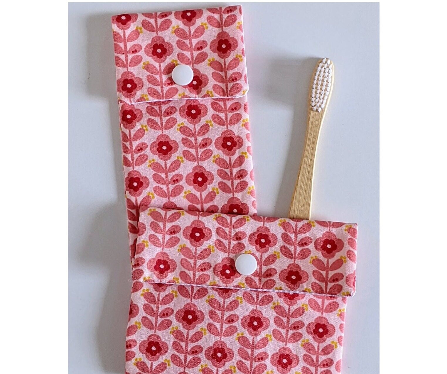Caja de cepillo de dientes/pasta de dientes y bolsa de jabón, tela  impermeable rosa coral de los años setenta, hecha a mano en Francia  personalizada -  México