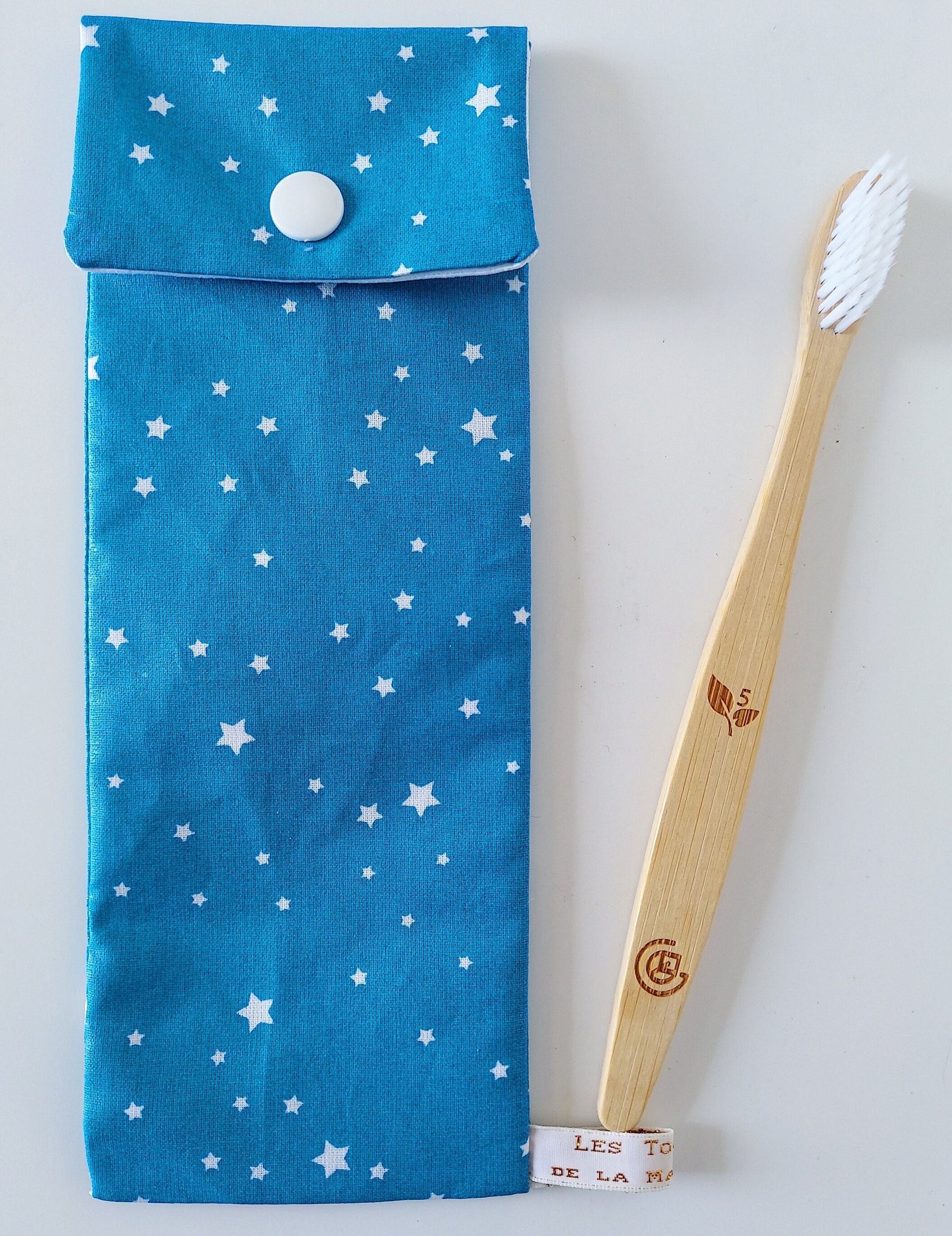Estuche para cepillos de dientes y pasta de dientes, tela impermeable azul  iridiscente, hecho a mano en Francia, personalizado -  México