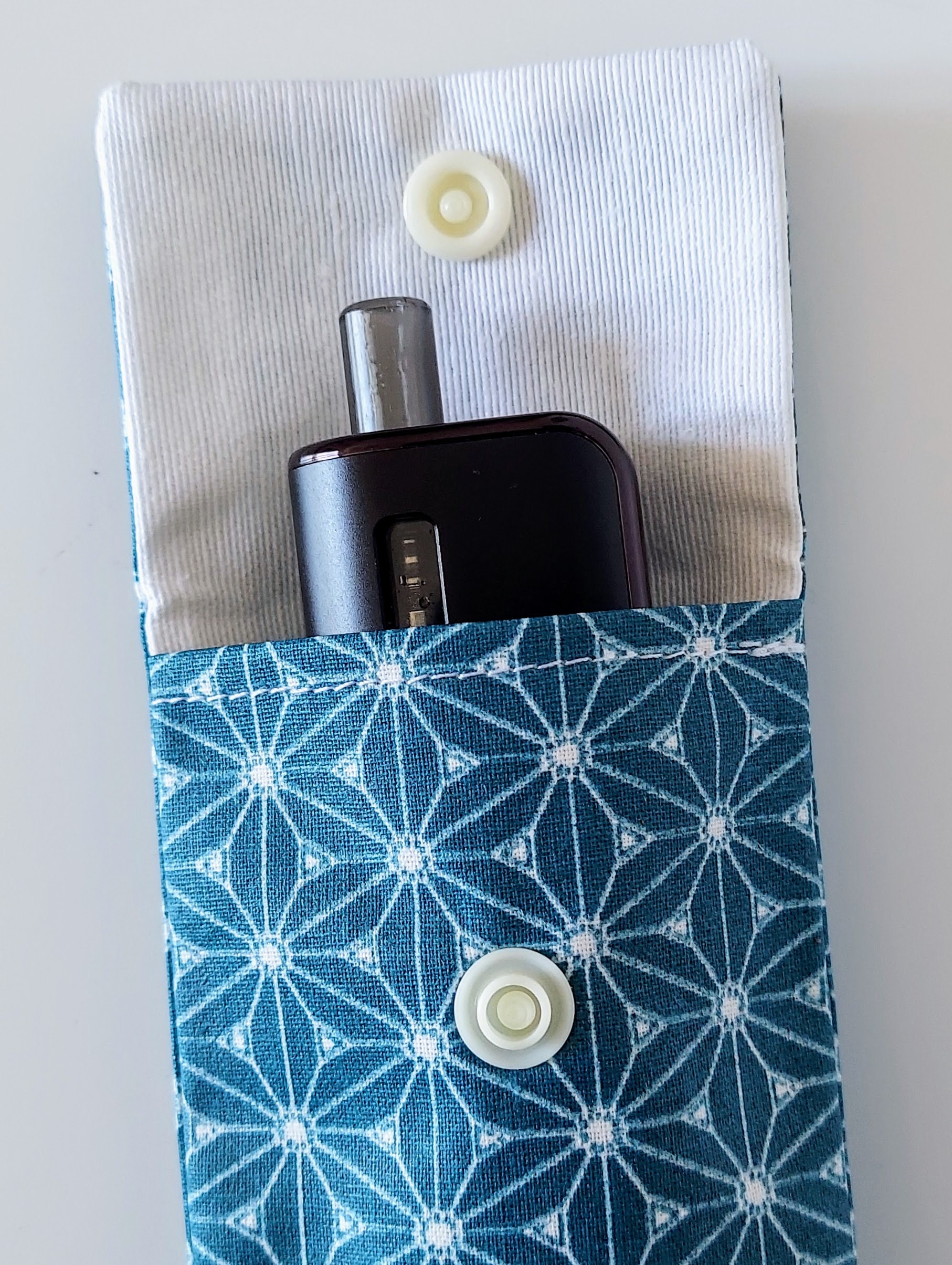 Waterproof Electronic Cigarette Case With Japanese Fuji Pattern in Petrol  Blue & Mustard