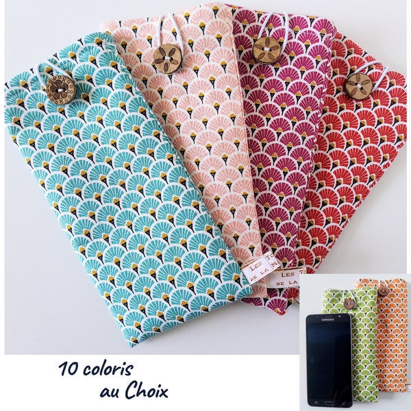 Etui à Lunettes & Téléphone, Tissu Japonais Eventail 10 Coloris, Fait Main en France Personnalisé