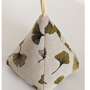 Japanese Ginkgo Leaves Pattern Doorstop – Linen Effect Fabric – Handmade in France