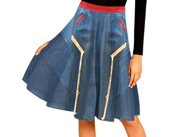 Marvelous Captain Pleated Dapper Day Skirt | disneybound disney world disneyland avengers carol danvers cosplay costume cruise swing midi