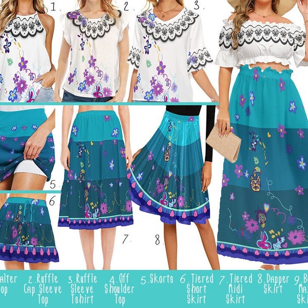 Encanto Maribel Mirabel Mix n Match Tops n Skirts | disneybound disney world disneyland puff sleeve crop top maxi skirt cosplay costume