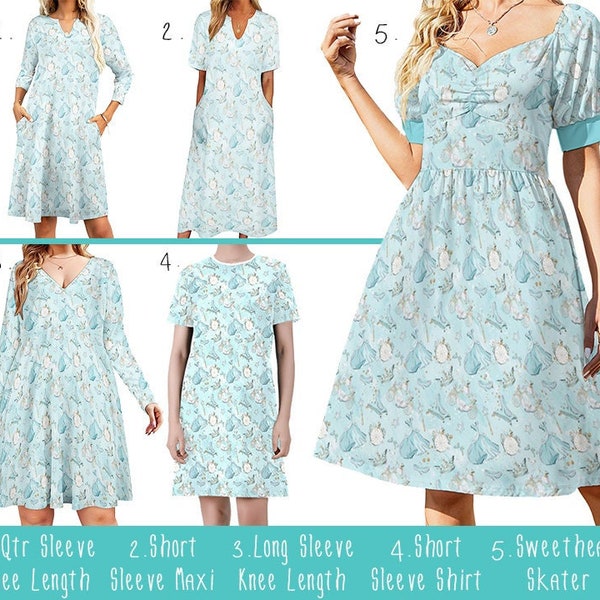 Cinderella Allover Print Sleeved Dresses | disneybound disney world disneyland princesscore sweetheart maxi cosplay clothing apparel