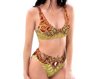 Belle Ornate Bikini Swimsuit XS-3XL | disneybound disney world bound parks disneyland beauty and beast cosplay swimsuit bikini beach wear