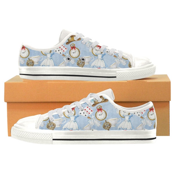 Alice in Wonderland Low Top Sneakers Allover Print Adults Unisex | disneybound disney world shoes women men costume cosplay outfit clothes