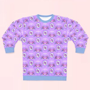 Retro Purple Rose Bouquets Unisex Sweatshirt | floral grandma core cottagecore coquette pastel sweater fashion clothes wear loungewear