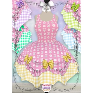 Easter Bunny Dress Pinks | kawaii sweet lolita pastel party cult fairy kei easter bunny print apparel jsk dress