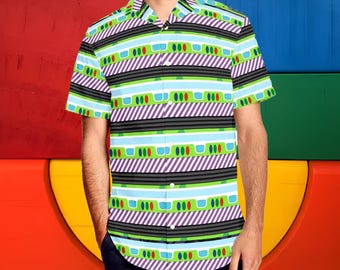 Buzz Space Ranger Adults Kids Short Sleeve Button Up Shirt | disney world disneyland pixar toy story hawaiian camp cosplay