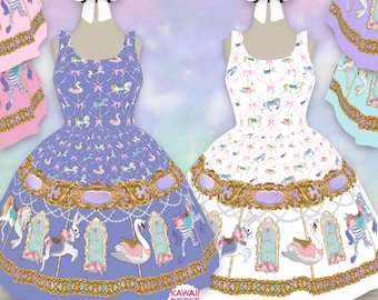 Magical Menagerie Carousel Dress XS-3XL | lolita, carousel horse, carousel birthday, carousel party, carousel gift