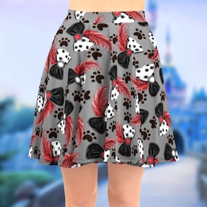 Cruella Bows Running Costume Skater Skirt | gothic run disney world disneyland villains 101 dalmatians cruella deville de vil cosplay cruise
