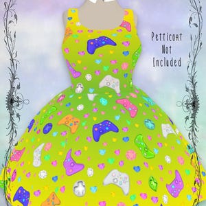 Jeweled Gamer Girl Dress, '90s Colors | kawaii video game gift for gamer girl geek nerdy fashion style dress Lemon Lime