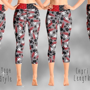 Cruella Bows Yoga Capri Pants | run disney world bound parks villain 101 dalmatians rundisney leggings cosplay costume