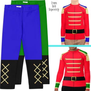 Nutcracker Prince Toy Soldier Kids Costume Rash Guard Shirt Leggings | baby girls toddler christmas ballet dance yoga top pants outfit
