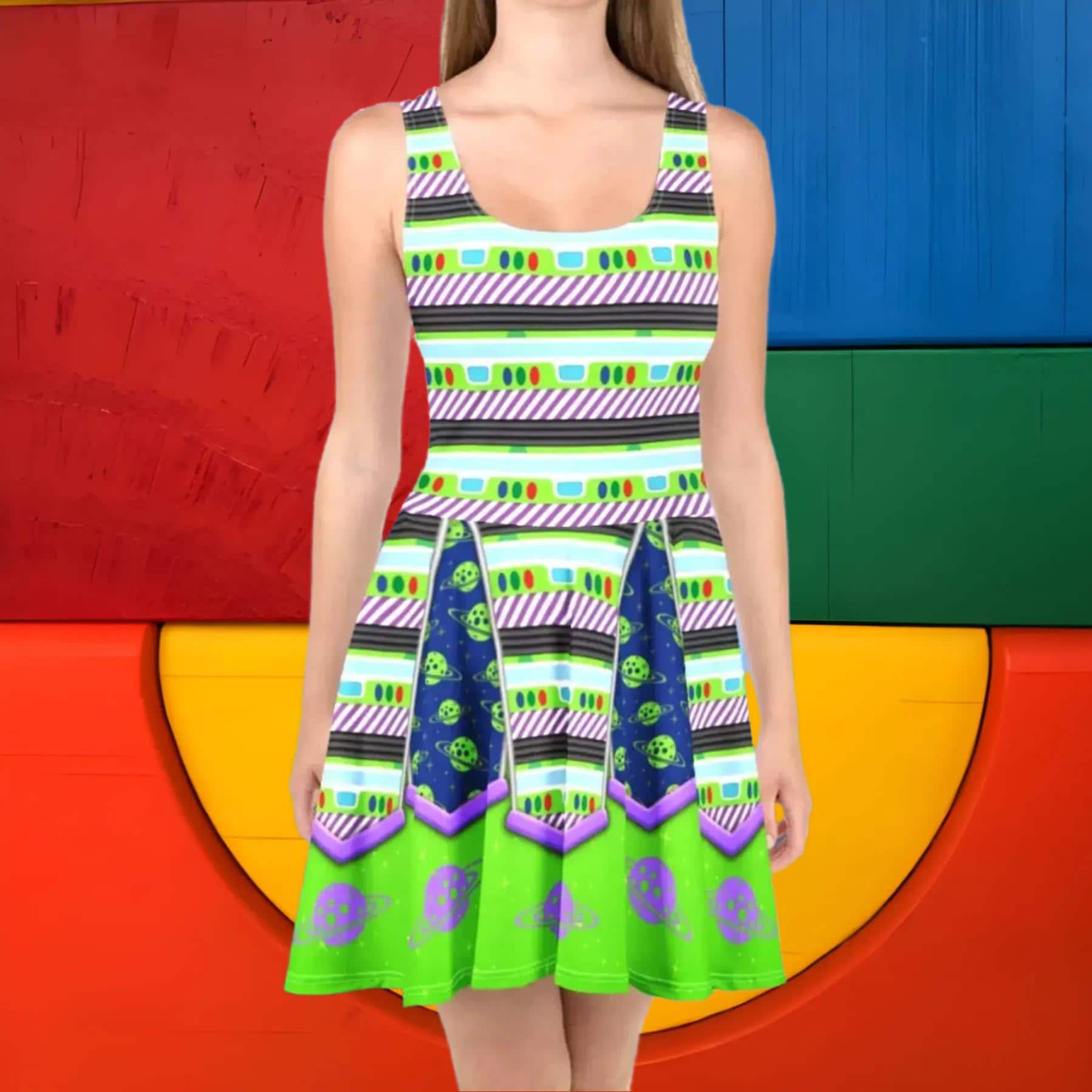 buzz lightyear skater dress Toy Story Skater Dress, Buzz Lightyear Dress For Woman, To Infinity Tank Dress, Space Hero Dress Woman, Birthday Gift