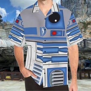 Star Wars Droids Adults Kids Hawaiian Button Up Shirt | disney world disneyland star wars bb8 r2d2 hawaiian dad family group camp cruise