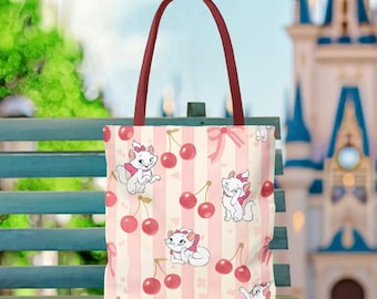 Aristocats Marie Coquette Cherries Soft Canvas Tote Bag | disney world disneyland kidcore cutecore cottagecore lolita shoulder handbag purse