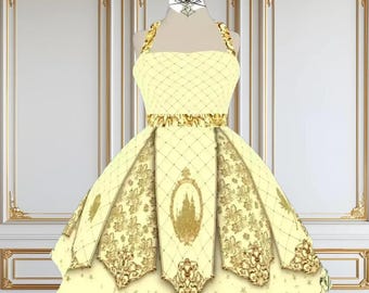 Belle NEW Halterneck Dapper Dress | 50s party plus size rockabilly disney world disneyland beauty and the beast princesscore cosplay costume