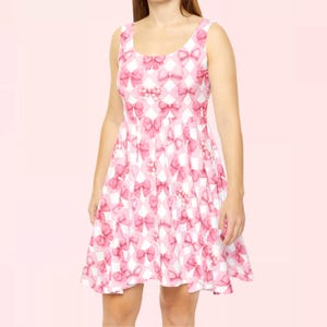 Coquette Harlequin Bows Skater Dress | women grandmillennial grandmacore cottage core sweet lolita lolitafashion style clothes fashion