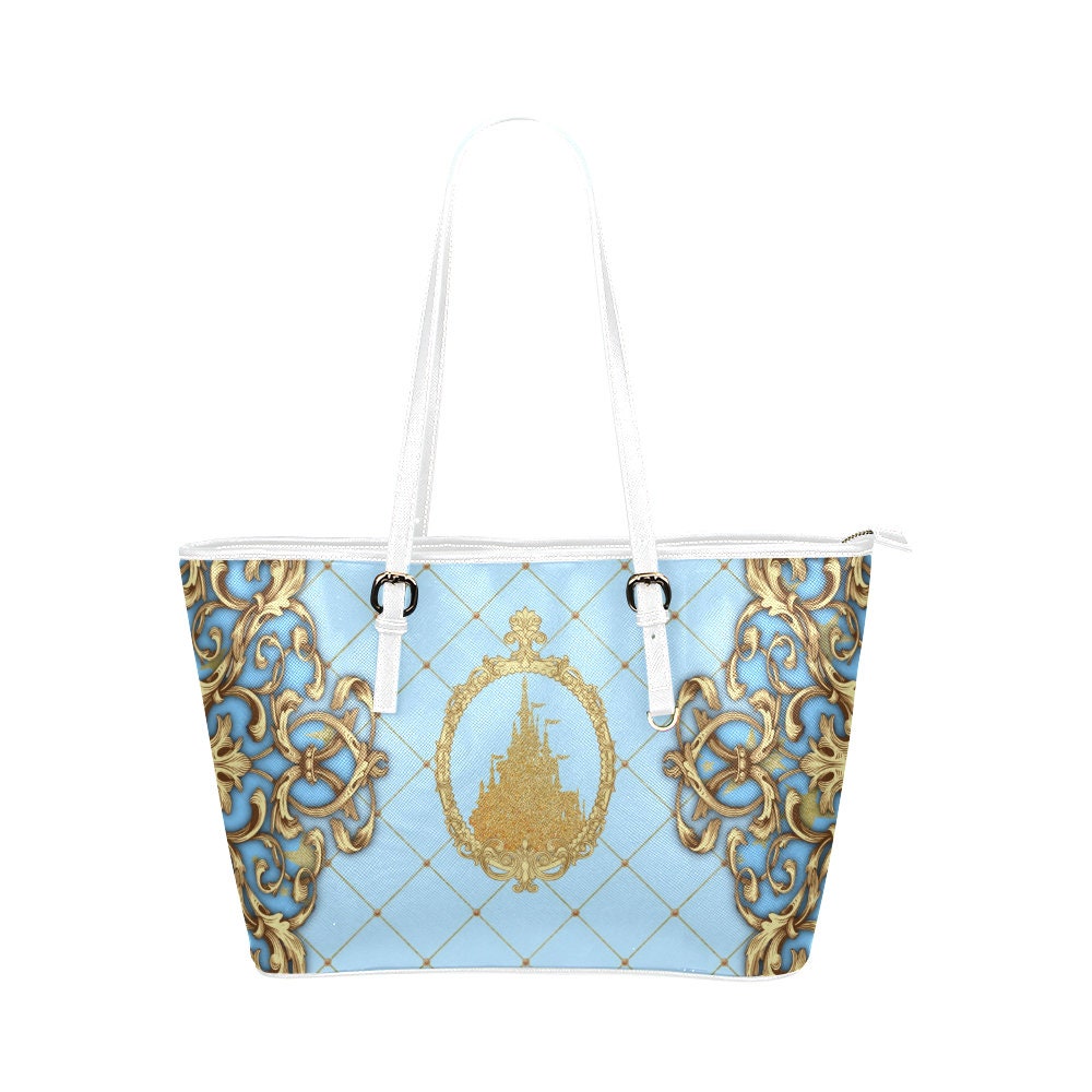 Disney Cinderella Princess Blue Glitter Tote Handbag for Women