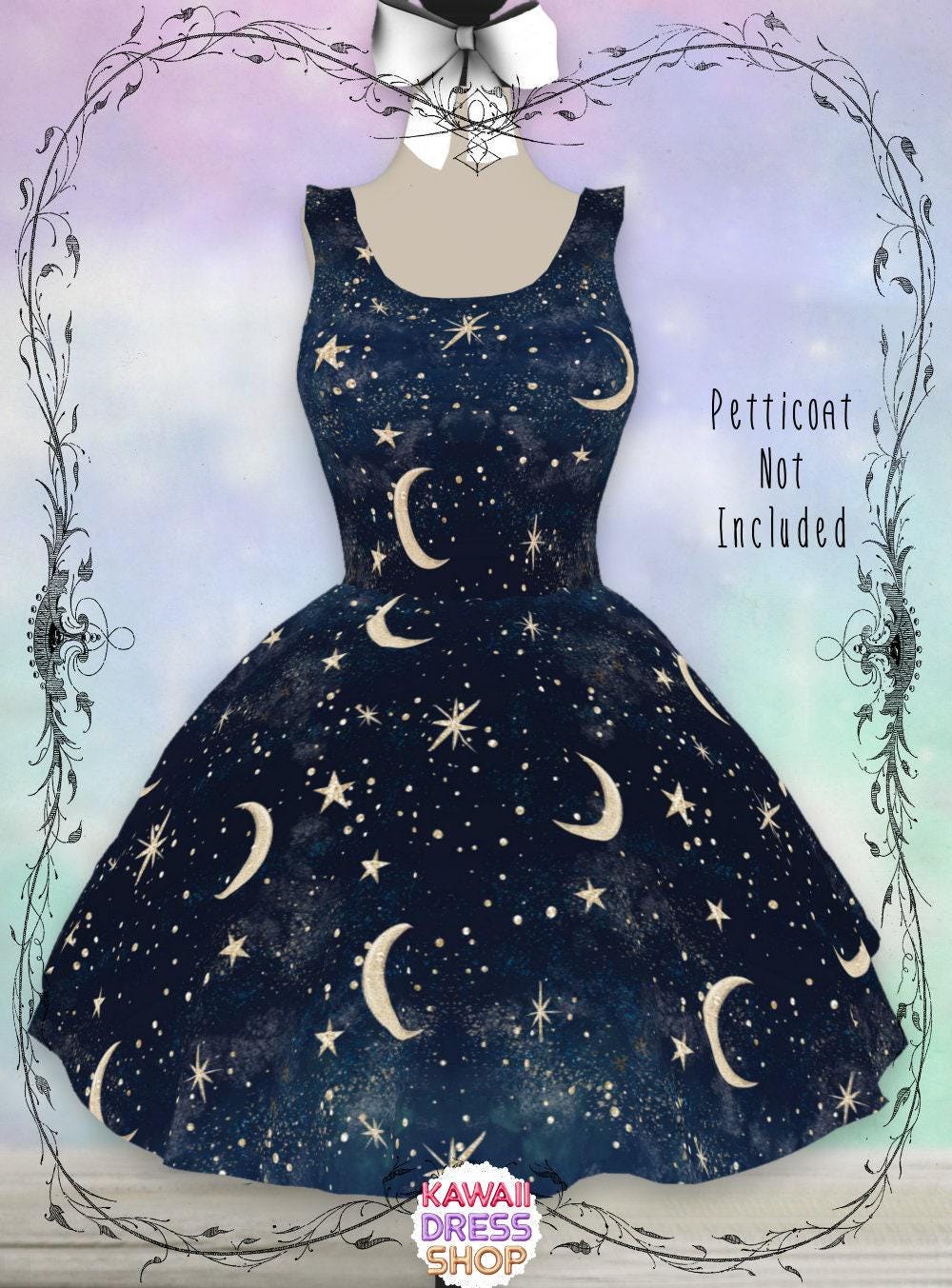 moon dress design Celestial Magic Dresses, Moon Balloons | Gothic Lolita Dress, Crescent Moon  Print, Moon Fashion, Celestial Fashion