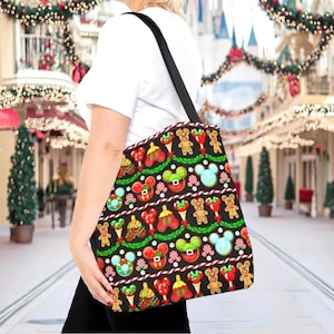 Gingerbread Mickey Canvas Tote Bag | disney world disneyland Christmas snacks cookie outfit shoulder tote bag handbag purse