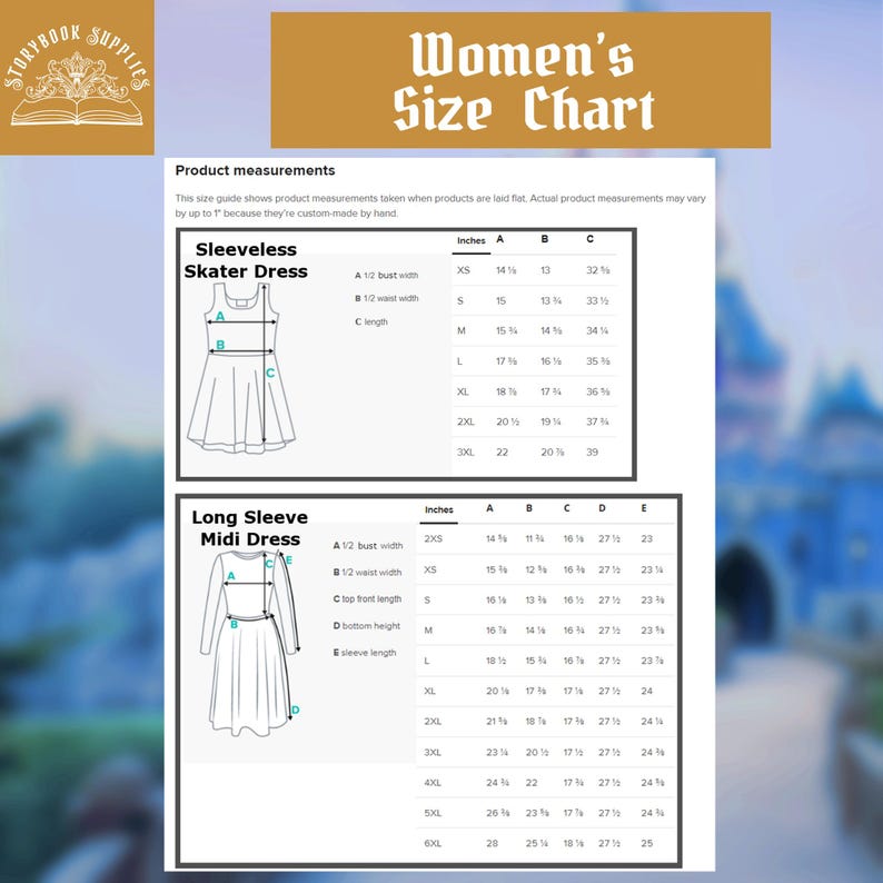 a women's size chart for a dress