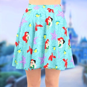 Ariel Starfish Flowers Skater Skirt | rundisney disney world bound running disneyland little mermaid cosplay costume cruise
