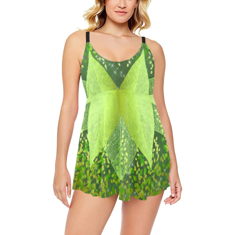 Tinkerbell Swim Dress Babydoll Tankini Two Piece Swimsuit Etsy