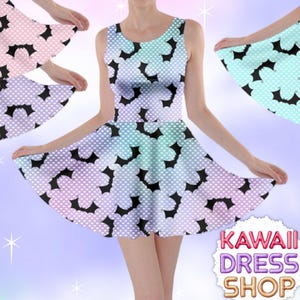 Pastel Goth Kawaii Bats Dress | sweet goth kawaii witch bats dress, pretty goth dress