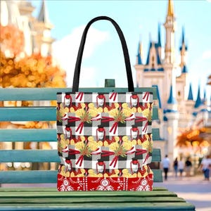 Christmas Mickey Ski Lodge Soft Canvas Tote Bag | disney world disneyland traditional outfit shoulder handbag purse