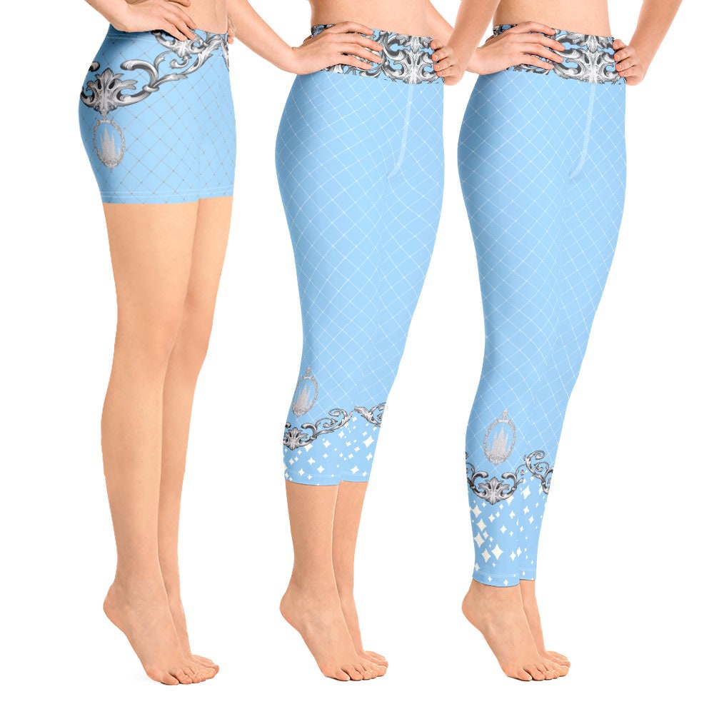 Frozen Enchantress Lace Leggings Blue and White Winter Printed