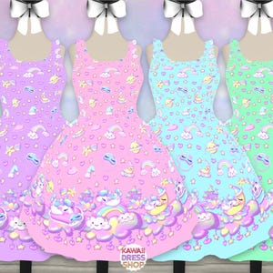 Sleepy Unicorn Dress XS-3XL | lolita pastel mahou decora cult party pop spank fairy kei kawaii cosplay dress
