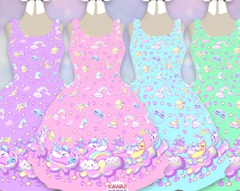 Sleepy Unicorn Dress XS-3XL | lolita pastel mahou decora cult party pop spank fairy kei kawaii cosplay dress