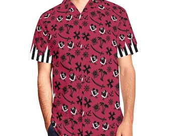 Redheaded Pirate Adults Kids Button Up Short Sleeve Shirt | disney hawaiian button up cruise camp shirt