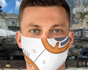 Máscara facial de droide naranja de Space Wars ajustable / máscara facial de disfraz de cosplay de parque temático de droide BB8 de Disney Star Wars