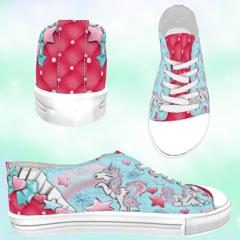 rainbow shoes ADULT Winter Unicorns Rainbows Low Top Sneakers Blues unicorn party kawaii shoes unicorn shoes rainbow print