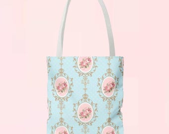 Cottagecore Natural Beauty Soft Canvas Tote Bag | floral grandma cottage core coquette casual lolita fashion wear shoulder bag handbag purse